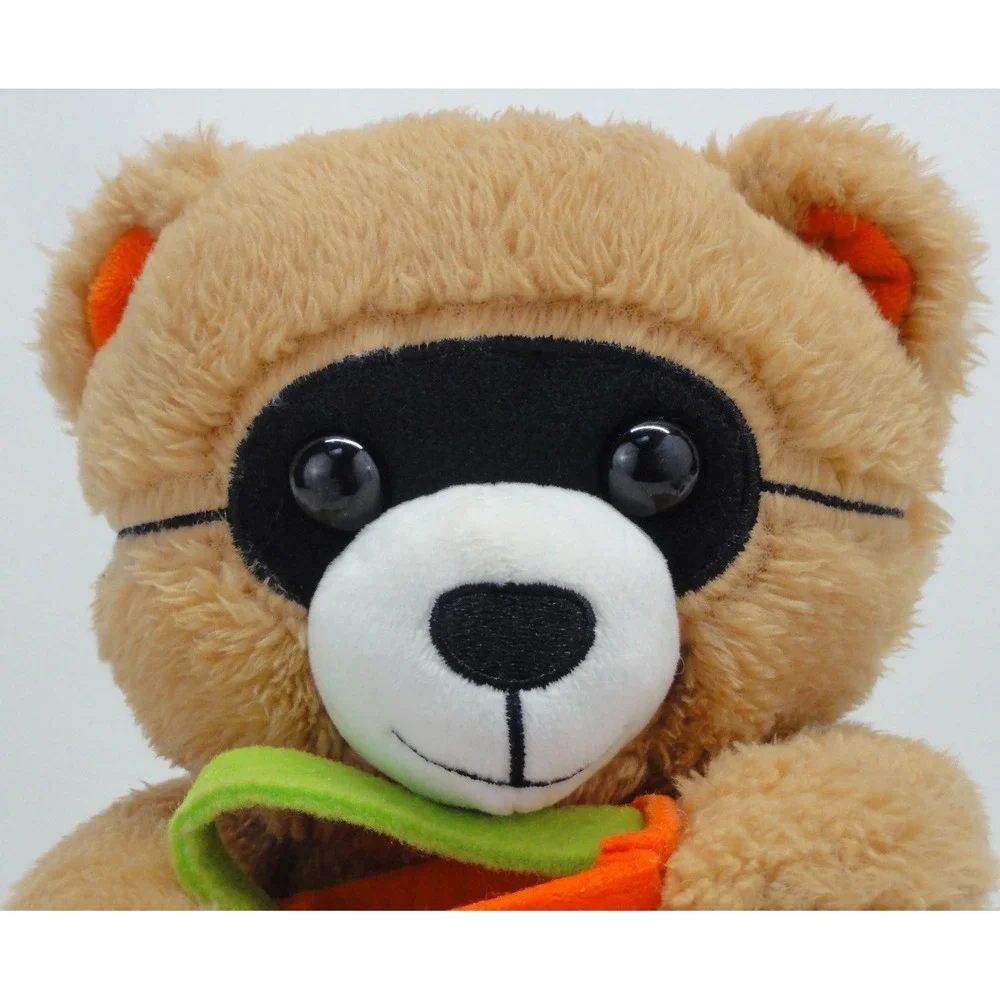 Hallmark Halloween Bandit Bear Plush Brown Orange Trick or Treat Mask MJN1488 9